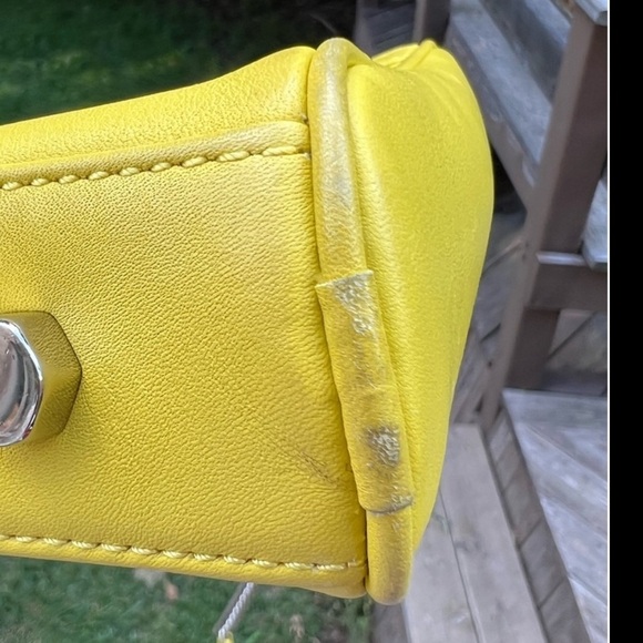 REBECCA MINKOFF Large Classic MAC Yellow Crossbody Silver Hardware Leather Purse - Picture 6 of 16